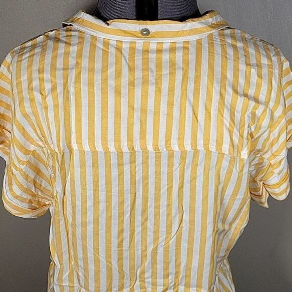 NWOT Denim & Co. Naturals Striped Button-Front Top Sz S - Picture 7 of 12